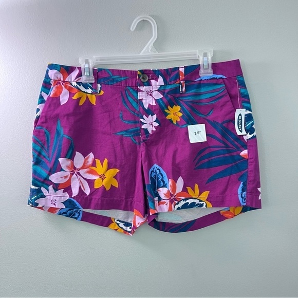 NWT Old Navy purple tropical print everyday short size 10 - Picture 3 of 9